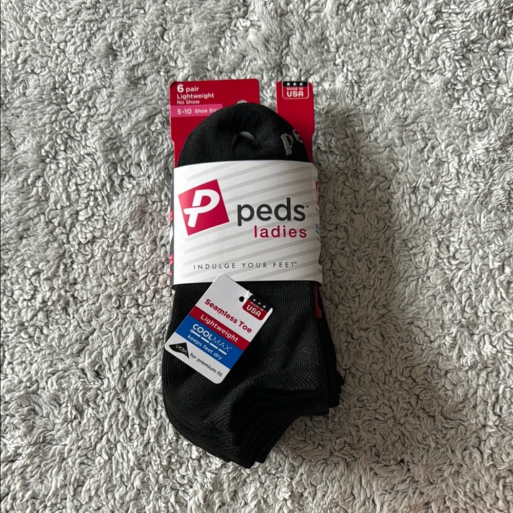 NWT - Peds Ladies Black Socks - 6 Pack!